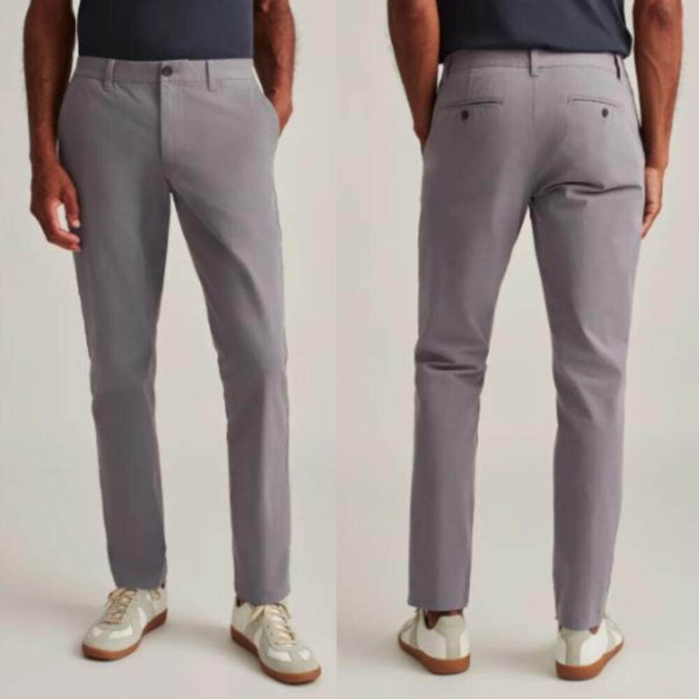 Bonobos Stretch Tailored Washed Chino Slim Pant Castle Rock Gray Mens Size 35/34